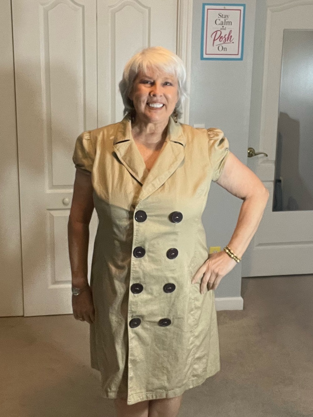Robbie Bee Trench-Inspired Khaki Shirt Dress – Size 14 100% cotton
